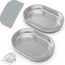 Stainless Steel Bowl for Automatic Microchip Cat Pet Feeder, Sealing Ring Design for Keeping Food Fresh and Reducing Odor, SUS 304, Easy to Clean, 2 Bowl & 1 Mat Set