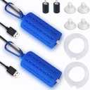 2 PCS USB Air Pump Aquarium Ultra Quiet Oxygen Pump for Fish Tank with Hanging Buckle (Blue - 2PCS)