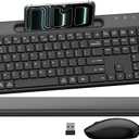 Ergonomic Wireless Keyboard and Mouse Combo, Full Size Silent Ergonomic Keyboard with Cloud Soft Palm Rest, Phone Holder, 3 DPI Adjustable Mouse, 2.4G Lag-Free Quiet for Mac, Windows, PC, Laptop