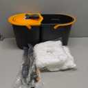 Spin Mop and Set, Detachable Double Buckets Separate Dirty Water with Stainless Steel Wringer for Floor Cleaning, Cleaning Buckets with 4 Mop Head Replacements for Household Use