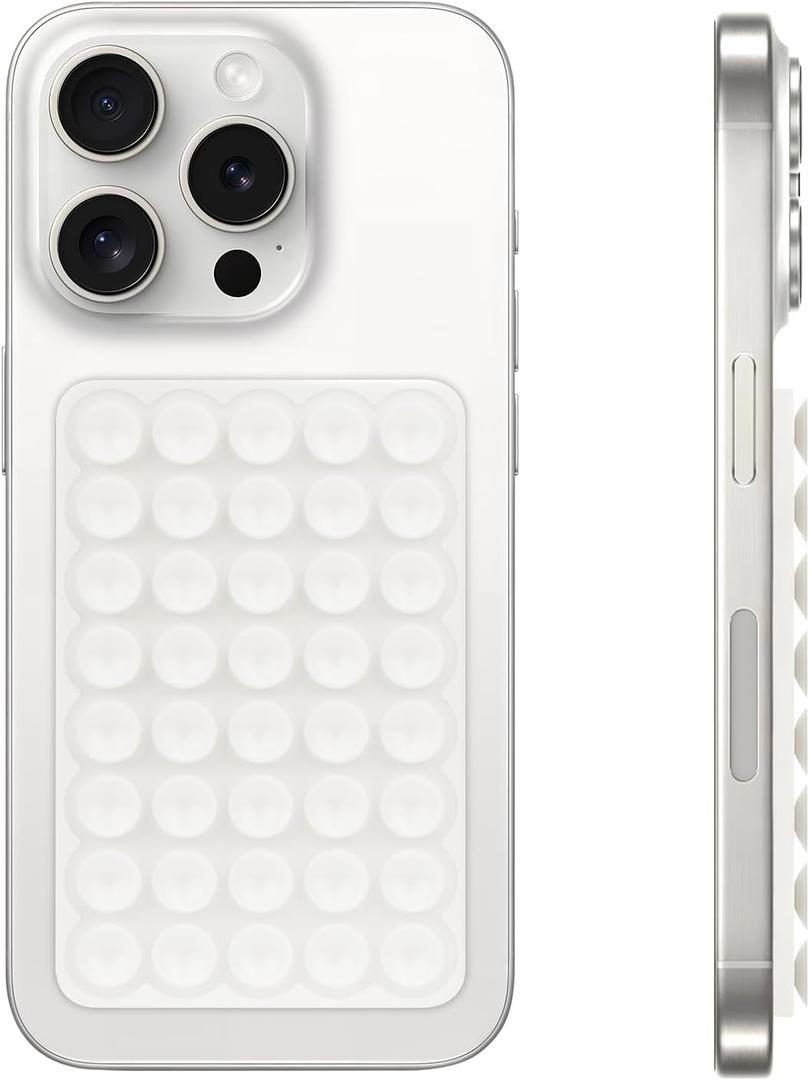 2 x Silicone Suction Cup Phone Case Mount, Hands-Free Strong Grip Holder for Selfies and Videos, Silicon Adhesive Phone Stand Sticky with Higher Suction Power for Cell Phone White