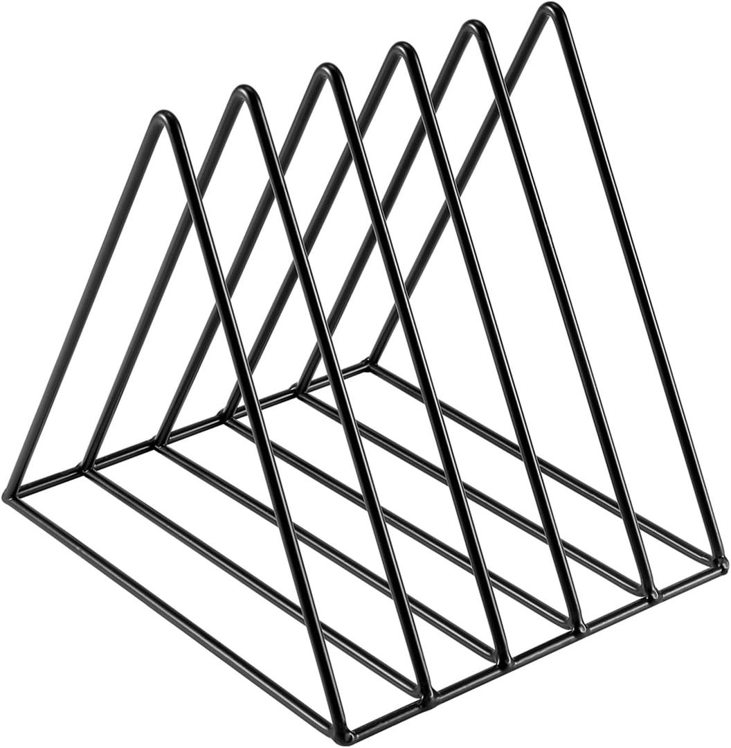 Goiio 1 Pcs Triangle File Holder, 5 Slot Metal Magazine Holder, for Office Home, Black