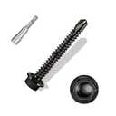 ANCHOREASE #8×1″ Sheet Metal Screws 100Pcs, 410 Stainless Steel Black Self Drilling Screws, Hex Washer Head Fast Self Tapping Screws