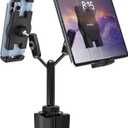 Dual Car Tablet Mount for Cup Holder [Double Device Clamp] Truck Cupholder Tablet Holder with Adjustable Metal Arm for iPad Mini Air Pro, Galaxy Tab, Surface, Fire, Phone, 4-12.9"