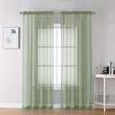 OVZME 2 Panels Sheer Sage Green Curtains 72 Inches Length Window Treatment for Kitchen, Elegant Airy Transparent Curtain Draperies Rod Pocket for Kids Living Room, Each 42 Width 72 Length