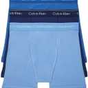Calvin Klein Mens Cotton Classics 3-Pack Boxer Brief (Medium, Medieval Blue, Minnow, Blue Bay)
