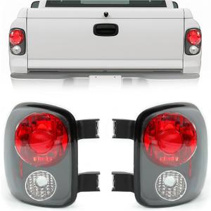 HECASA Tail Light Pair Compatible with 1999-2004 Chevy Silverado GMC Sierra Stepside Brake Lamps Clear Lens Black Housing (w/o Bulbs)
