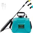 Battery Powered 1.35 Gal Lawn Water Sprayer with USB Rechargeable Handle, Telescopic Wand and 3 Mist Nozzles, Portable Electric Garden Sprayer with Shoulder Strap for Cleaning