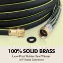 Lightweight Rubber Garden Hose 50 ft, 5/8" Hybrid Rubber Hose with Solid Brass Fitting, Water Hose Pipe for Outdoor, Cleaning & Washing