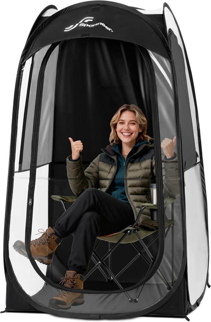 Sportneer Sports Tent: 1 Person Instant Shelter with Ultra Visibility for Cold Day - Lightweight Portable Pop Up Tent for Sports Event, Protection from Cold Wind and Rain, 37" Lx 37" W x 63.5" H