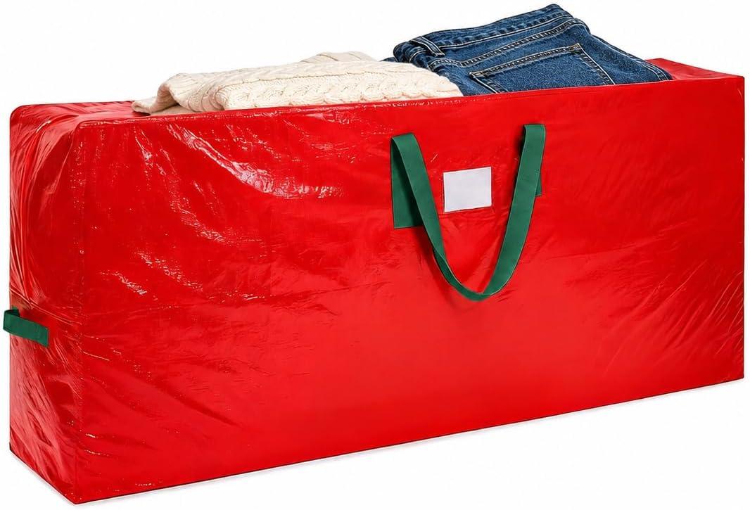 KRYSTY Christmas Tree Storage Bag - Fits Up to 7.5 Foot Xmas Holiday Tree, Zippered Bag, Carry Handles, Durable Waterproof Material, Protects Against Dust and Moisture, Red