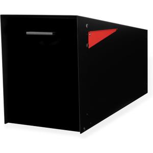 Ilyapa Modern Angle Design Post Mount Modern Mailbox - Black Exterior Powder Coated Steel Heavy Duty Curbside Welded Mail Box, All Weather Durable & Corrosion Resistant, Stainless Steel Hinges (Black / Black (Angled))