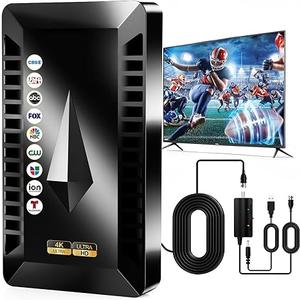 2026 Upgraded HD Antennas for Local Channels with Amplifier Support All TVs, Clear Reception for 8K 4K 1080P 30FT Long Cable