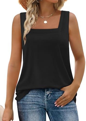 WIHOLL Women's Square Neck Tank Top, Size: M