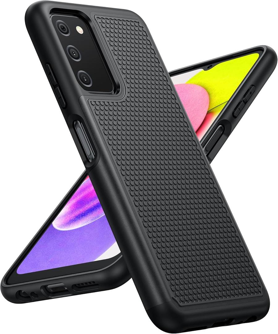 BNIUT for Samsung Galaxy A03s Case: Dual Layer Shockproof Protective Heavy Duty Cell Phone Cover Rugged with Non Slip Textured Back - Military Protection Bumper Tough - 6.5inch (Black Matte)
