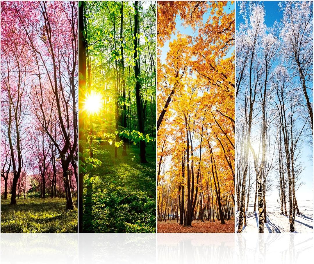 4 Pieces 36 x 12 Inches School Locker Magnetic Wallpaper Removable Magnetic Locker Accessory Kit Easy Install Decoration Sticker for Office University First Day of School Decor(Forest Style)