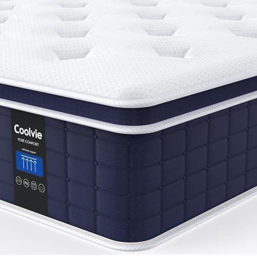 Coolvie 12 Inch King Size Mattress, Firm Feel Fiberglass Free Hybrid Mattress for Extra Lumbar & Hip Support, Cooling Knit Fabric Cover- King Mattress in a Box, CertiPUR-US Certified-80x76x12 inch
