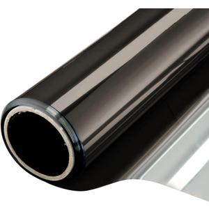 WPCTEV Window Film One Way Mirror Tint Vinyl Daytime Privacy Static Non-Adhesive Decorative Heat Control Anti UV Window Covering for Home and Office Black Silver 6 Mil 29.5 Inch x 6.5 Feet