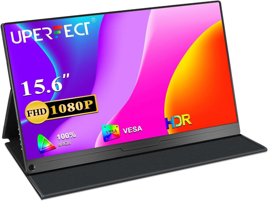 UPERFECT Portable Monitor, 15.6" IPS 1920X1080 FHD Eye Care Travel Screen
USB C, HDMI, Dual Speaker, VESA, Gaming Monitor, External Monitor for Laptop PC Phone w/Case
