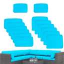 14 Pcs Outdoor Patio Furniture Cushion Covers Replacement, Waterproof Non-Slip Cushion Covers for Outdoor Furniture, 3 Sizes Patio Sofa Couch Slipcovers with Zippers, Covers Only (Sky Blue)
