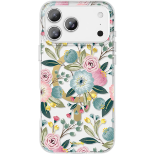 SCORPIFY for iPhone 17 Pro Case [Compatible with MagSafe] with Hibiscus Floral Design, Cute Clear Flower Magnetic Phone Cover for Women Girls, [Non Yellowing] Slim Bumper with Gold Accents