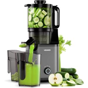VENNXE Cold Pressed Juicer, Slow Masticating Juicers Machines for Vegetable and Fruits, Easy to Clean Juice Extractor with 50 oz Capacity and 5.7" Extra Large Feed Chute, BPA Free Electric Juice Maker (grey)