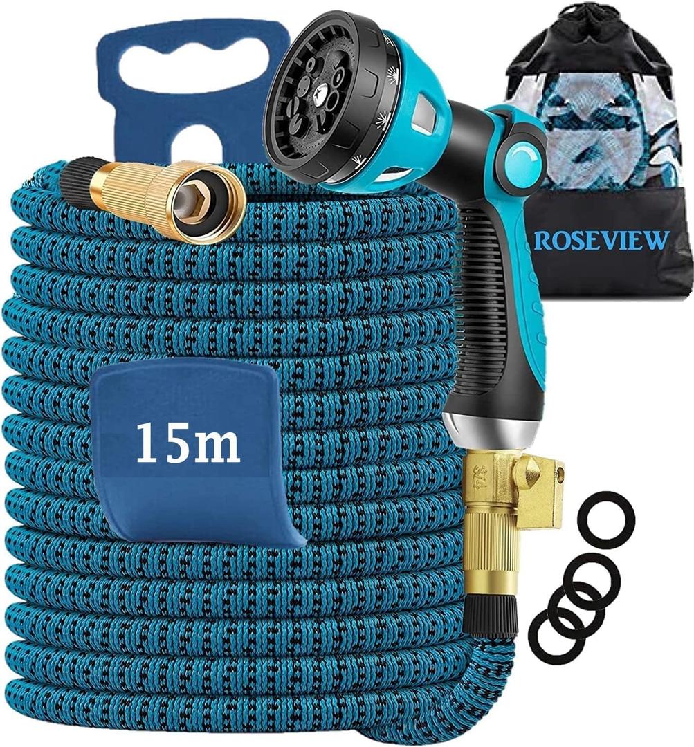 100FT  Extendable Garden Hose, Extendable Hose, Garden Hose, Flexible, Retractable Garden Action (Lake Blue)