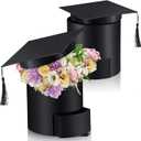 Weekgrat 2 Pack 2026 Graduation Cap Candy Box Class of 2026 Graduation Cap Flower Gift Boxes, 6.9 x 6.4 in Empty Container for Grad Ceremony Party Activities Celebrations(Black,Round)