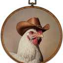 KSDUT Western Chicken Wall Art Decor - Preppy Trendy Southwestern Country Wall Art Canvas Frame Hanging Prints, Retro Vintage Rustic Wall Art Decor for Farmhouse Home Dorm Decorations 10"x10"