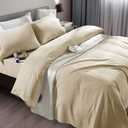 SONORO KATE Bed Sheet Set Super Soft Microfiber 1800 Thread Count Luxury Egyptian Sheets Fit 18-24 Inch Deep Pocket Mattress Wrinkle-4 Piece (Beige, Twin)
