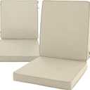 Fitfree Outdoor Chair Cushions, Water-Resistant & Fade-Resistant, Patio Furniture Lawn Dining Chair Seat Replacement with Mid Back, Ties Zipper, Removable Cover, 18 x 16.5 Inch, Set of 2, Beige