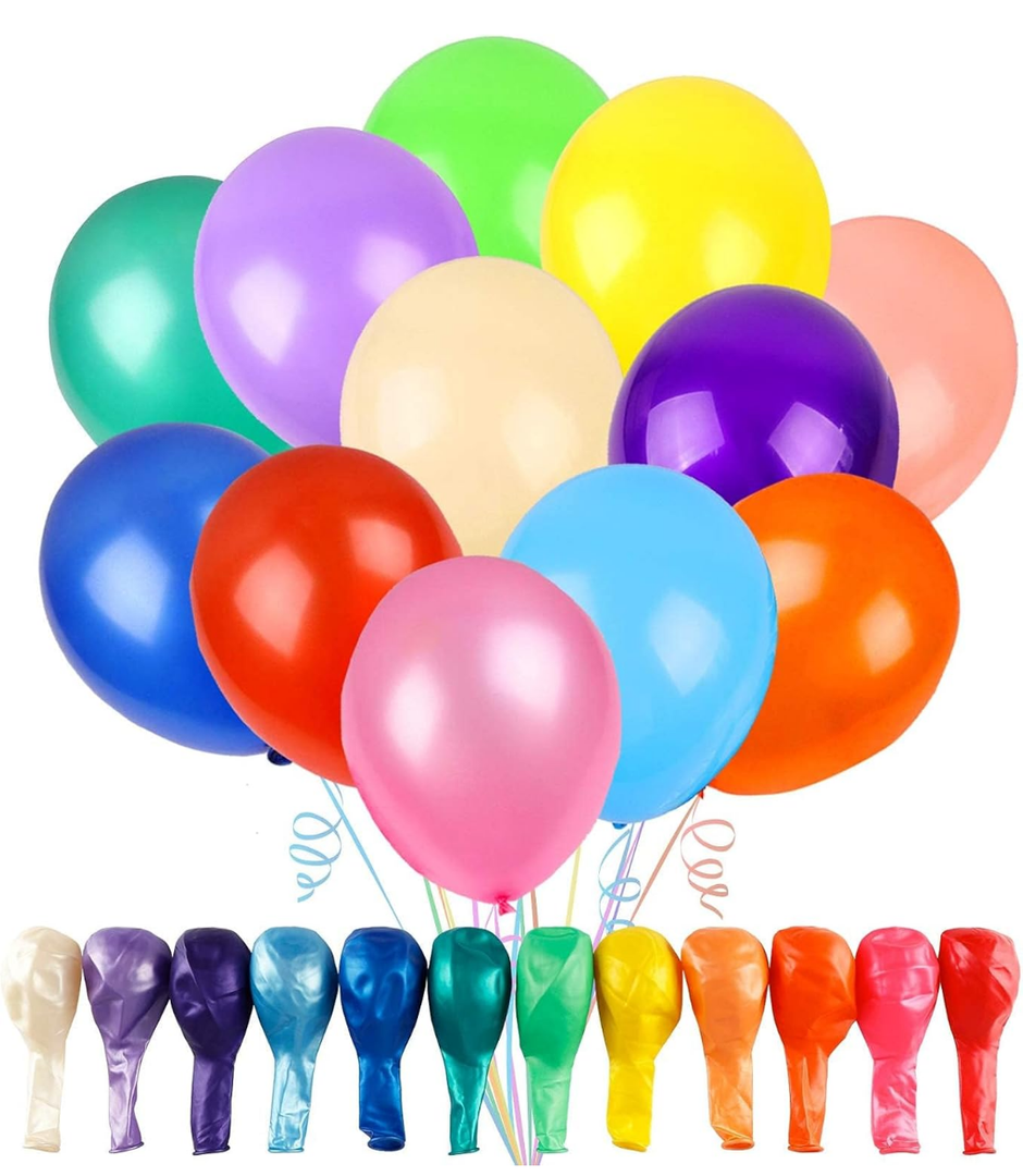 12 Balloons Assorted Color 12 Inches Rainbow Latex Balloons, 12 Bright Color Party Balloons for Birthday Baby Shower Wedding Party Supplies Arch Garland