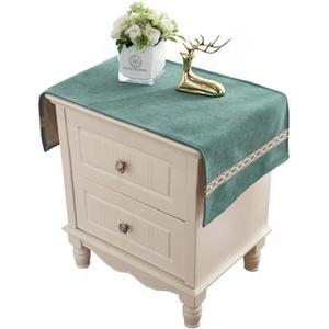 Utobanh Bedside Table Dustcover - Bedside Tabletop for Home Decoration - Bedside Tablecloth for Furniture Dcor - Rectangle15.735.4 Inch (Green)