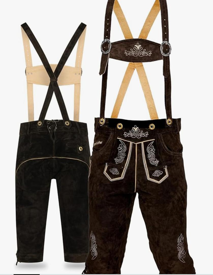 STEIGENHÖFER Lederhosen Men Knee-Length – Authentic German Bavarian Lederhose – Real Leather Oktoberfest Costume – Trachten