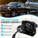 7 & 4 Pin Trailer Wiring Harness Connector Tow Hitch Receptacle Assembly with Mounting Bracket Kit, 7 Way Blade & 4 Way Flat Adapter Plug for USCAR Socket Multi-Tow Pickup Truck