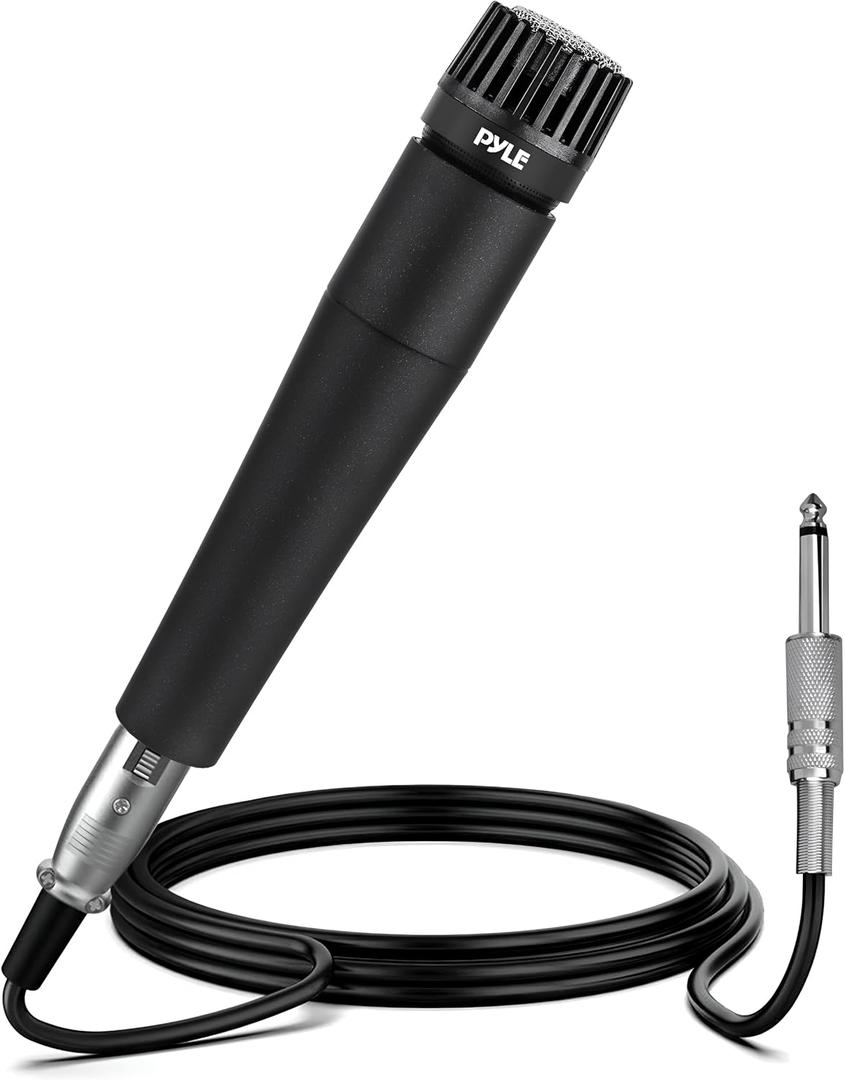 PylePro Dynamic Handheld Microphone, Professional Moving Coil Mic with Built-in Pop Filter, Wide Frequency Response, High Signal Output, Rugged Design, Low Noise Circuitry, 15' ft. XLR Cable Included