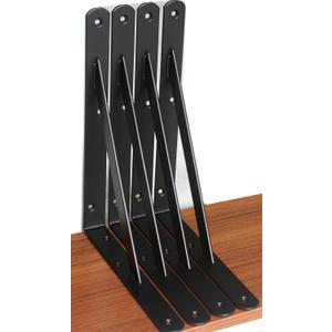 4 Pack L10 x H 8" Black Heavy Duty Shelf Brackets with Screws Metal Shelf Brackets Shelf Support Angle Brackets for Shelves L Brackets Heavy Duty Floating Shelf