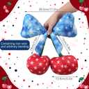Beeveer 4th of July Patriotic Bow Pillow Cherry Throw Pillow Independence Day Stuffed Pillows, Cute Soft Decorative Cushion Star Red Blue White Room Decor for 250th Anniversary Home Couch Party Decor