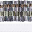 24 Skeins 6 Strands Grey Embroidery Thread Floss Variegated Gradient Friendship Bracelets String Cross Stitch Threads Bulk with 12 Floss Bobbins for Bracelet Making Sewing Knitting Craft Diy (Gray)