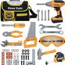 Kids Tools Set for Boys,Toddler Tool Set with Tool Bag & Electronic Drill,Construction Pretend Play Tools for Kids ,Toys for 3 4 5 Year Old Boys (Yellow)