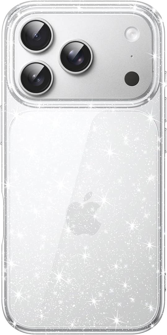 JETech Glitter Case for iPhone 17 Pro 6.3-Inch, Bling Sparkle Shockproof Phone Bumper Cover, Cute Sparkly for Women and Girls (Clear)