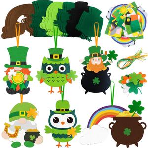 62pcs St Patrick's DIY Felt for St. Patrick's Day Party Decorations, St. Pat's Craft Kits Including St. Patrick's Day Felt for Saint Patty Day Decor Irish Luck Day Party