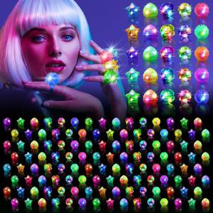 Light Up Rings, 6 Style Flashing Glow In The Dark Rings, Glow In The Dark Party Supplies (200 PCS)