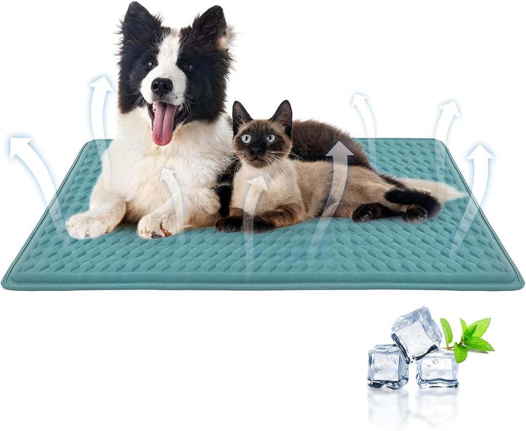 GOLOPET Newly Upgraded Dog Cooling Mat 34x23 in,Ice Breathable Fabric, Solid Silicone Honeycomb Heat Dissipation Structure, Long-Lasting Coolness Cooling Mat for Dogs(Q-Max>0.5) Washable& Non-Toxic