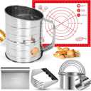 9PCS Stainless Steel Pastry Blender Set, 3 Cup Flour Sifter, Biscuit Cutter, Pastry Cutter, Dough Cutter, Silicone Baking Mats, for Cooking Cookies and Donuts, Cakes, Biscuits or Making Pancakes,9 Pcs Pastry Blender Set