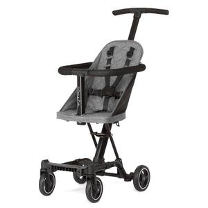 Dream On Me Coast Rider Travel Stroller, Lightweight & Compact Baby Stroller, Theme Park Approved, Book-Folding Design, Adjustable Handle, Soft-Ride Wheels, Converts to Rider & Scooter - Gray