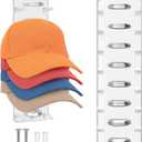 Hat Organizer for Baseball Caps, 1 Pack Hold and Display for 8 Hats, Hanger With Strong Adhesive/Wall Drilled for Wall, Door, Bedroom, Closet - Clear