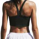Ribbed Cropped Workout Top Fitted Stretch Yoga Tank Tops for Women (Black, M)