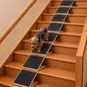 Cinnvoice 8 Packs Dog Ramp for Stairs Adjustable 5.5 to 7.48 Inch Height Foldable Wooden Pet Ramp with Non-Slip Carpet Surface for Indoor Small Dogs Cats Senior Pets (11.81 Inches/ 30 cm)