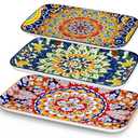 vancasso Serving Platters Set of 3, 16"/14"/12" Inch Rectangular Trays - Serving Platter Extra Large, Ceramic Bohemian Serving Dish for Entertaining Food, Microwave & Dishwasher Safe, Colorful